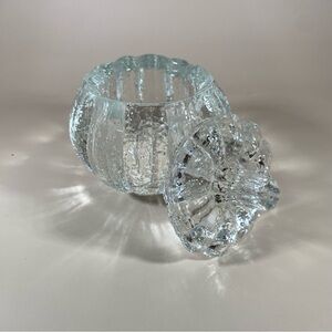 Vintage Harvest Glow Glass Pumpkin Trinket Jar Candle Holder Candy Dish Heavy